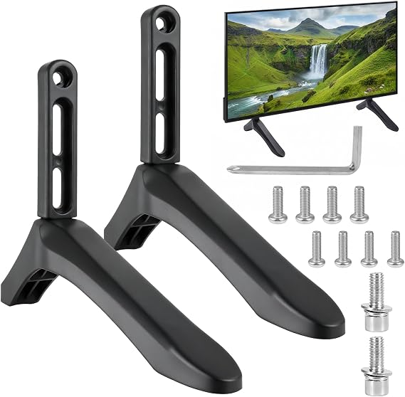 2 Pcs TV Stand Legs, Universal TV Legs Compatible, Table Top TV Stand Base Replacement Bracket with Samsung LG Sharp TVs Most 32-65 inch, Includes Installation Tool
