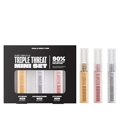 Babe Original Triple Threat Mini Set, Lash & Brow Serums, 3-Pack