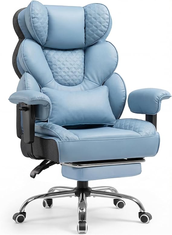 COMHOMA Desk Office Chair, Heavy Duty Executive Office Chair with Footrest Big and Tall Ergonomic High Back PU Leather Swivel Reclining Computer Chairs for Home