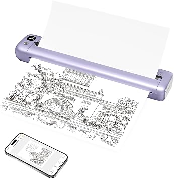 Rongta Portable Printer, Bluetooth Inkless Thermal Printer Wireless for Travel, Compatible with Android iOS Phone & Laptop, Supports 8.5" X 11" US Letter for Office, Home, Car, F81 (Purple)