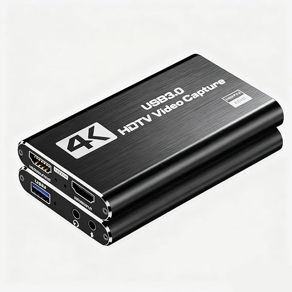 4K Video Capture Card, USB 3.0 HDMI Game Recording Device, Black