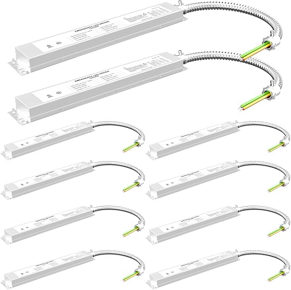 20W LED Emergency Backup Driver UL Listed Battery Backup for LED Panel & Recessed Lights, 90+ Min Runtime, 100-347V AC Input, 175V DC Output, Rechargeable, (10 Pack)