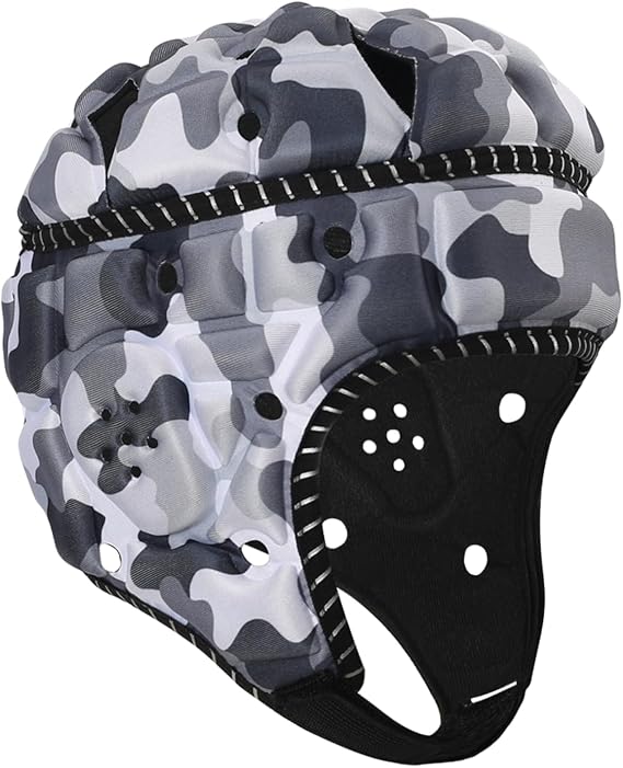 Soft Shell Padded Helmet, 7v7 Flag Football Headguard with Reflective Strips, Rugby Scrum Cap for Goalie Keeper, Hockey