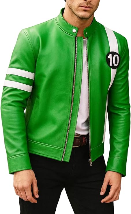 Men's Iconic Superhero Inspired Leather biker Jacket Halloween Sci-Fi Cosplay Costume