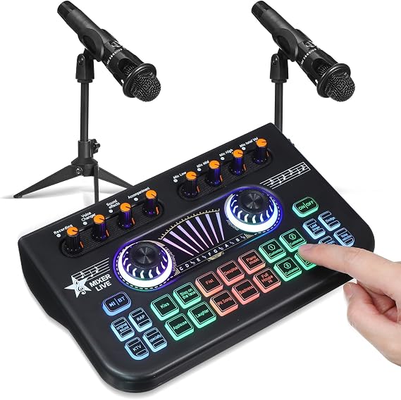 Music Mixer Podcast Equipment Podcast Microphone Equipment Kit for Recording Music at Home Black