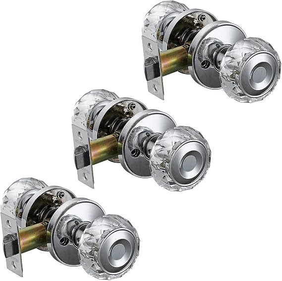 NB_Hardware Passage Glass Door Knobs InteriorHD Cystal Glass Door Knob (3, Passage [Non Locking], Polished Chrome#32)
