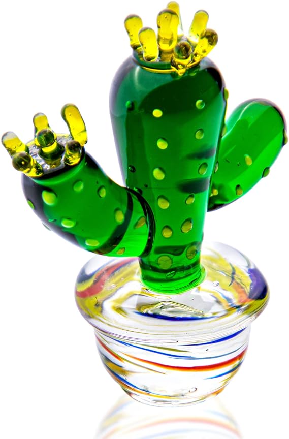 QFkris 2" Mini Cactus Art Glass Blown Handmade Glass Figurines Collectibles