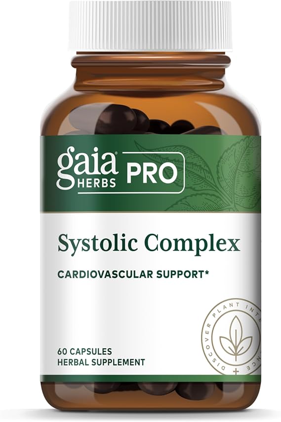 Gaia Herbs PRO Systolic Complex - Cardiovascular Support Supplement* - Pomanox Pomegranate Extract, Olive Leaf, Hibiscus, Grape Seed & Holy Basil - 60 Capsules (60 Servings)