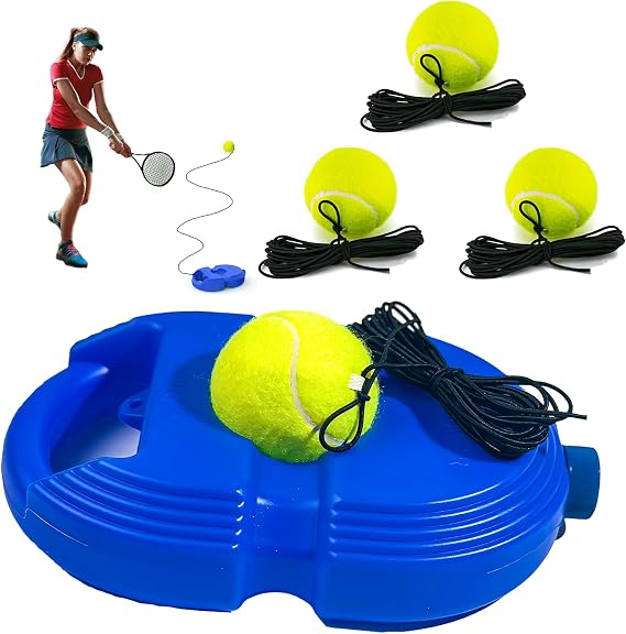 Tennis Trainer Rebound Ball with 3 String Balls, Solo Tennis Training Equipment, Portable Rebounder Kit for Beginners