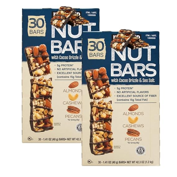 Signature Nut Bars with Cocoa Drizzle & Sea Salt, 1.41 oz, 30-count (30 Count (2 Pack), Variety Pack)