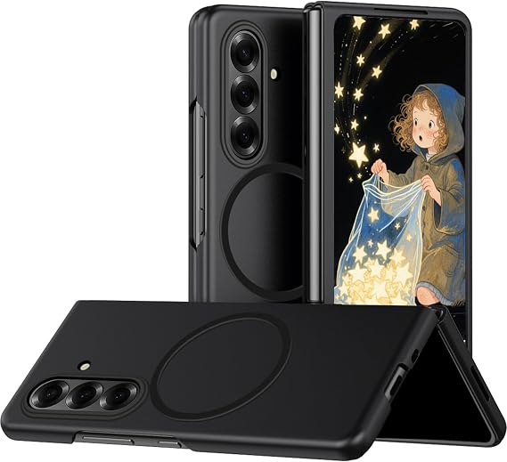 Magnetic Case for Galaxy Z Fold7 Compatible with MagSafe QMS-Black | [Wireless Charging] Anti-Scratch Military Shockproof Protective Phone Case for Samsung Galaxy Z Fold 7