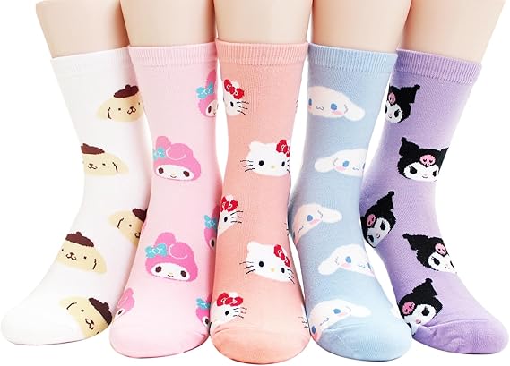 Socksense Hello K Character Series Women's Original Socks (Cotton Blend, Sweetie_5pairs)