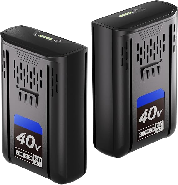 2 Pack 6.0Ah Lithium-ion Replacement for Kobalt 40V Battery | Compatible with KPM1040A-03, KM-1640-06, KM 4040-06,Cordless Power Tool Battery-BLACK
