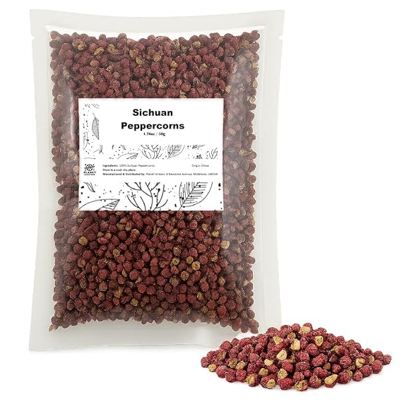 Sichuan Peppercorns 1.76oz (50g) | Authentic Whole Szechuan Red Peppercorns | Tingly & Aromatic | Strong Flavor, Low Seed Content, Premium Quality for Chinese Cooking