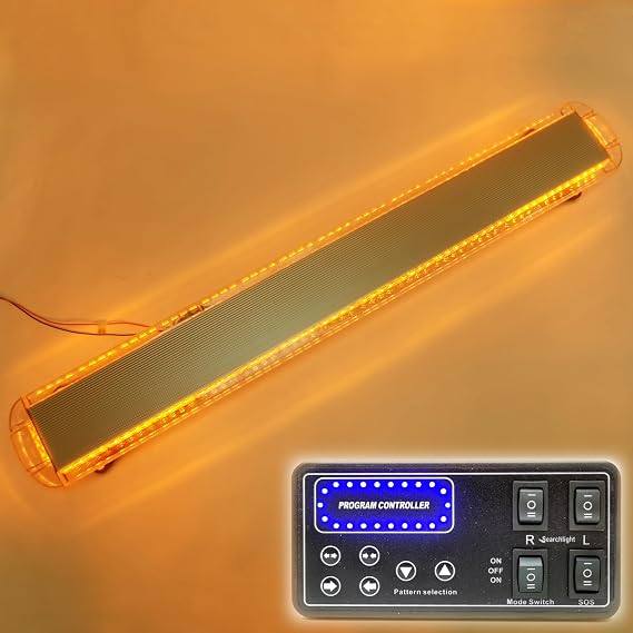 CFLMYYXGS 63" 120 LED Amber Strobe Flashing Emergency Warning Car Light Bar | 63" 120 LED Amber Emergency Warning Light Bar 12V-24V Strobe Flashing Beacon for Recovery Rescue Wreckers Tow Trucks