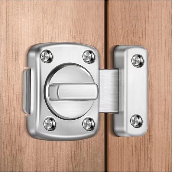Night Latch Two-Way Swivel Security Door Lock - Solid Swivel Door Lock for Single-Sided Indoor and Outdoor Use, Bathroom and Window Security Latch