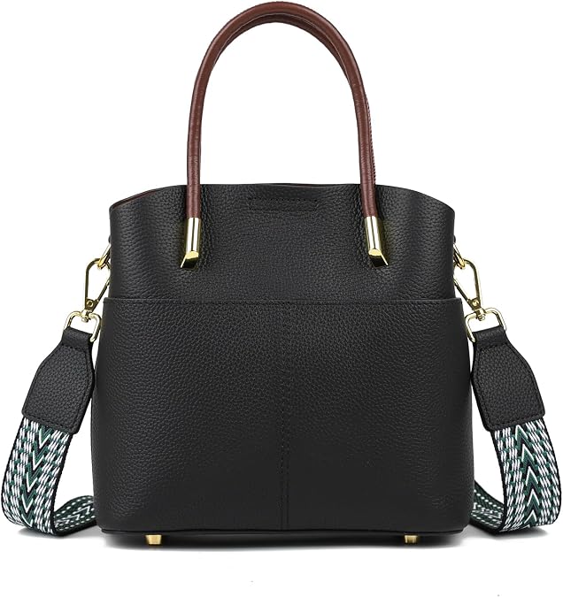 MFFOR Genuine Leather Handbags for Women, Crossbody Bags, Bucket Purse
