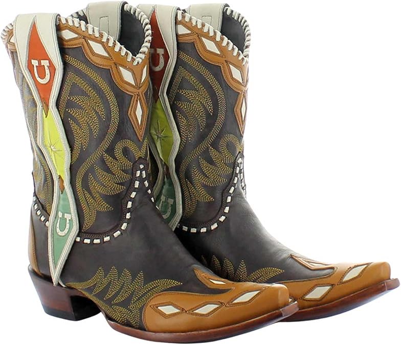 Old Gringo Women's Double D Atomic Ranch Boots, Mid-Century Modern Design, 9.5" Shaft, Black/Tan