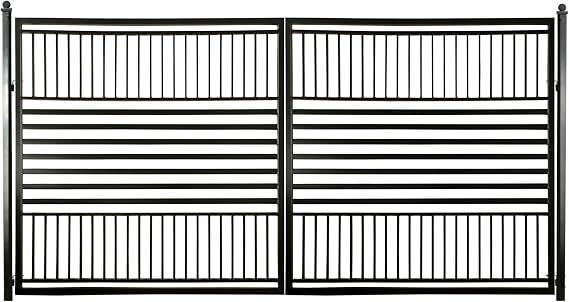 ALEKO 12x6 Barcelona Dual Swing Driveway Gate, Anti-Rust Galvanized Steel, Outdoor Fence Security Barrier - DG12BARCD