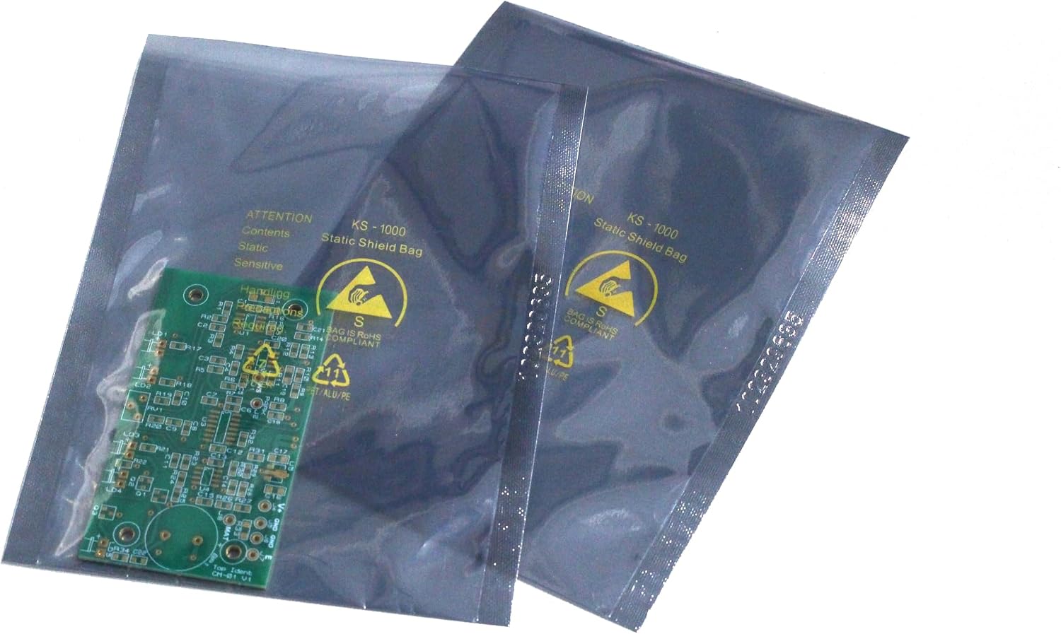 100pcs Silver Reusable Static Shielding Bags, Open Top ESD Bags, For Electronic Devices And Hardrives HDD, SSD, 4 x 6 Inches 102 x 152mm