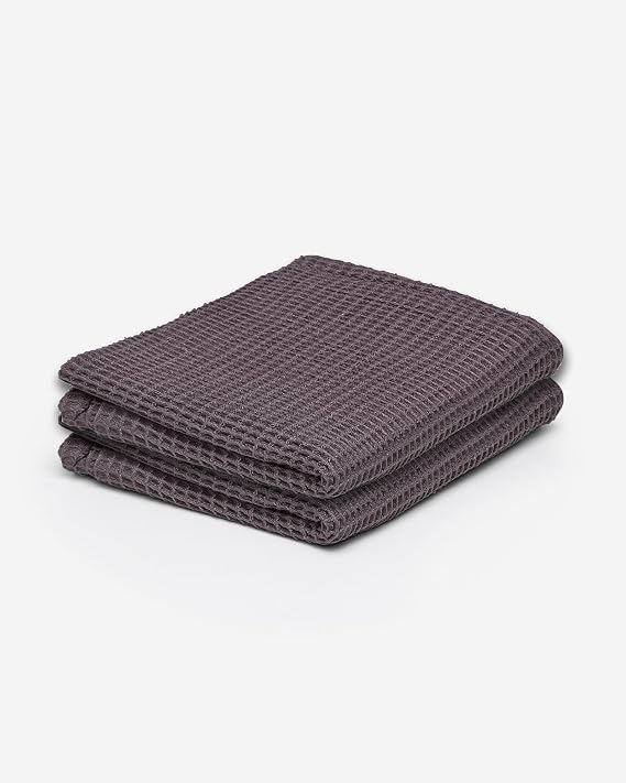 ettitude 100% Lyocell from Organic Bamboo Waffle Hand Towel Set of 2, Slate (Grey), Soft, Absorbent, Quick-Drying, Sustainable Towels