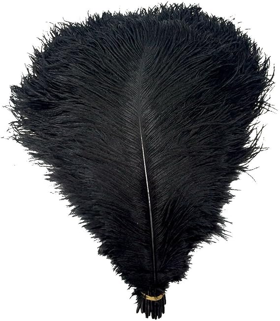 KOLIGHT 50pcs 12''~14''(30~35cm) Natural Ostrich Feathers for DIY Home Wedding Party Office Decoration (Black)