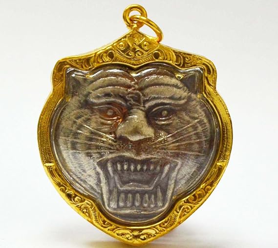 Thailand Tiger Amulets Magic Tiger Lp Pern, Life Protection, Money Attraction Charm Thai Amulet