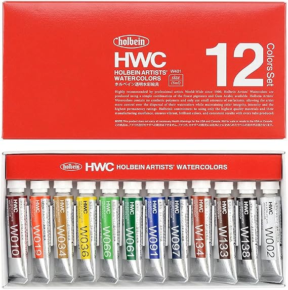 Holbein Artist's Watercolors Set of 12 5ml Tubes W401