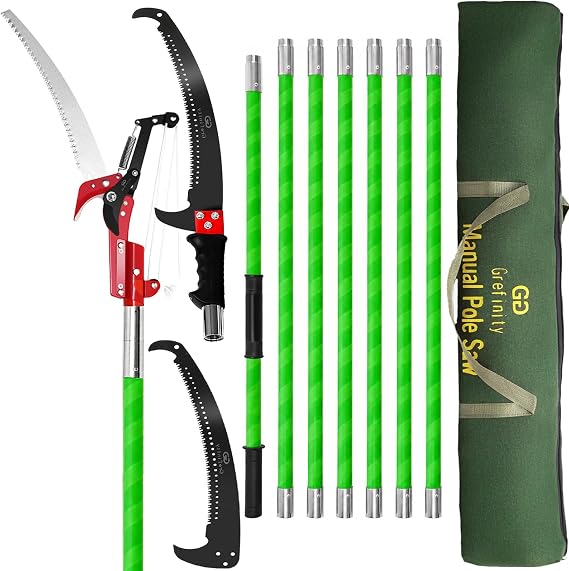Grefinity Pole Pruning Saw, 27 FT/8.2M Manual Tree Pruner with Scissor