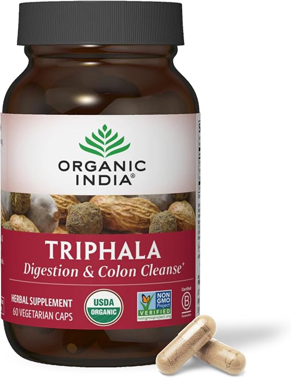 ORGANIC INDIA Triphala Capsules Organic, Bibhitaki, Haritaki, 60 Capsules