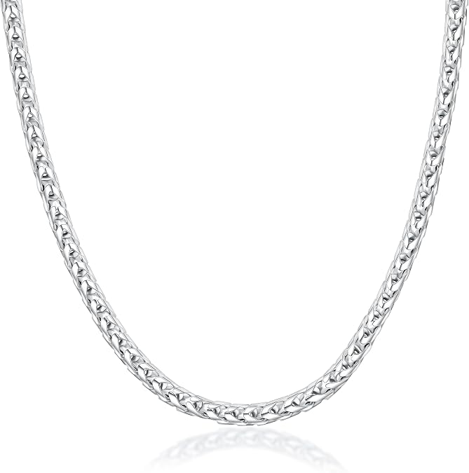 PORI JEWELERS Sterling Silver Italian 2.5MM Solid Franco Square Box Link Chain Necklace
