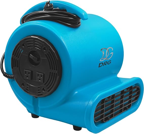 dreamdragon Air Mover Blower Fan 280W 1/2 HP Carpet Dryer Fan 2500 CFM Portable Floor Blower 3-Speed Settings Room Blower for Fast Drying, Cooling & Air Circulation
