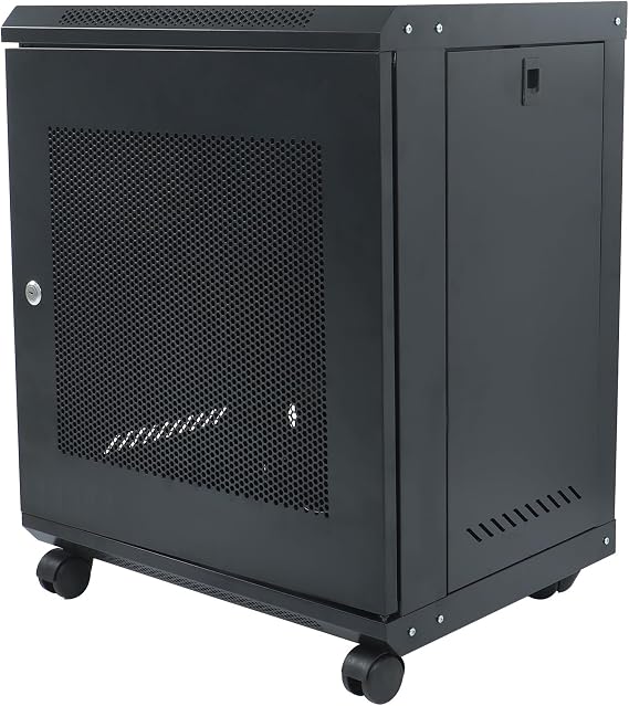 kimllier 12U Wall Mount Network Server Rack Cabinet Enclosure | 15.5 Inch Deep, Door Lock, Fit for Tight Spaces Network Cabinets, Etc