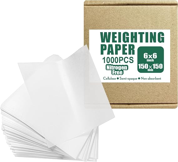 Cellulose Weighing Paper Sheet,Lab Weigh Paper, Nitrogen Free,Non-Absorbing, High-Gloss (6"X6" 1000pcs)