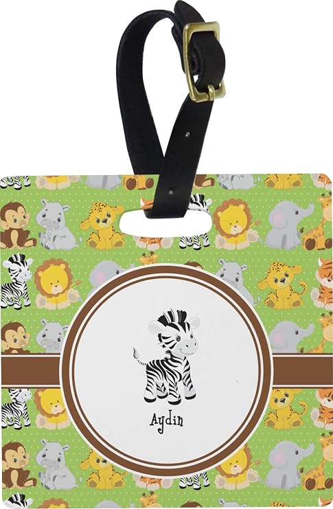 Personalized Safari Plastic Luggage Tag - Square w/Name or Text