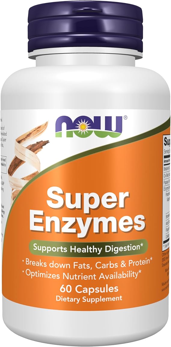 Now Supplements, Super Enzymes, Formulated with Bromelain, Ox Bile, Pancreatin and Papain, Super Enzymes, 60 Capsules