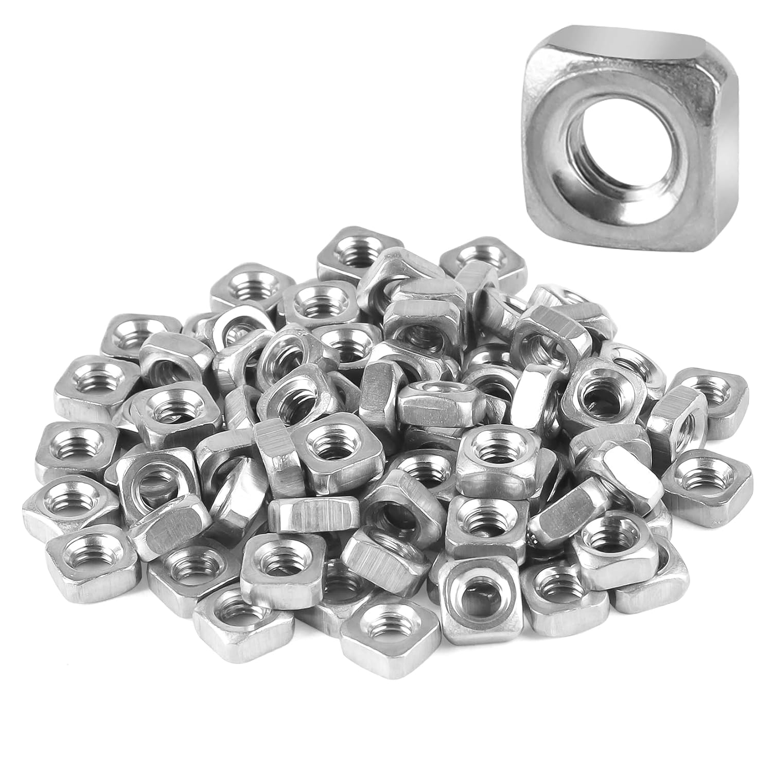 Pack of 100 M3 Square Nuts, 304 Stainless Steel Metric Coarse Thread Assortment Kit