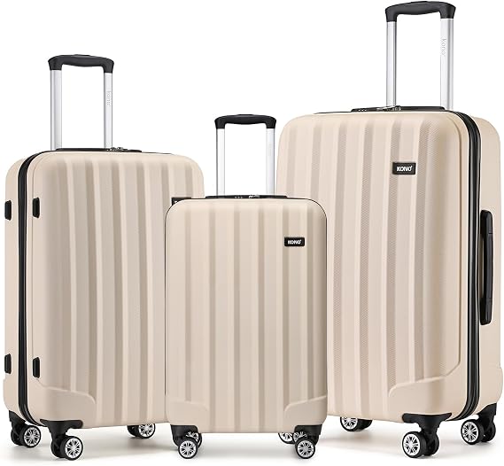 Kono 3 Piece Luggage Set Hard Shell Suitcase Lightweight ABS+PC Suitcase