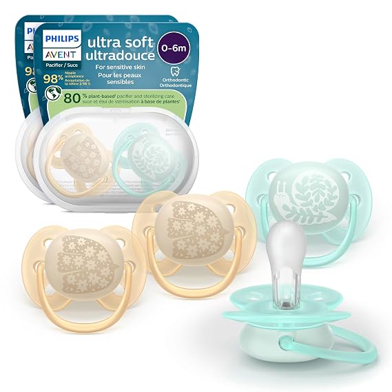 Philips Avent Ultra Soft Baby Pacifier, 0-6 Months, BPA-Free, 4-Pack