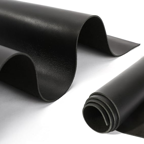 12''X24'' Genuine Leather Sheets - Tooling Leather Fabric Pieces for Crafts, Full Grain Leather Hide Material(Black, 2mm Thick)