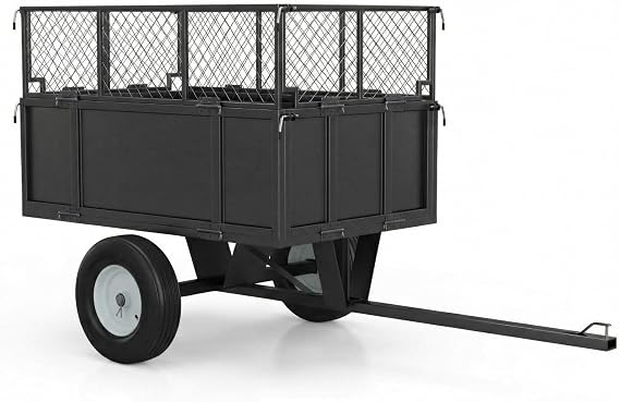 Heavy Duty ATV Trailer Dump Cart 1700 Lbs, 17 Cubic Feet Steel Lawn Mower Trailer with Removable Sides, Tow Behind Garden Yard Dump Cart for Tractor ATV UTV, Utility Wagon for Landscaping & Farm