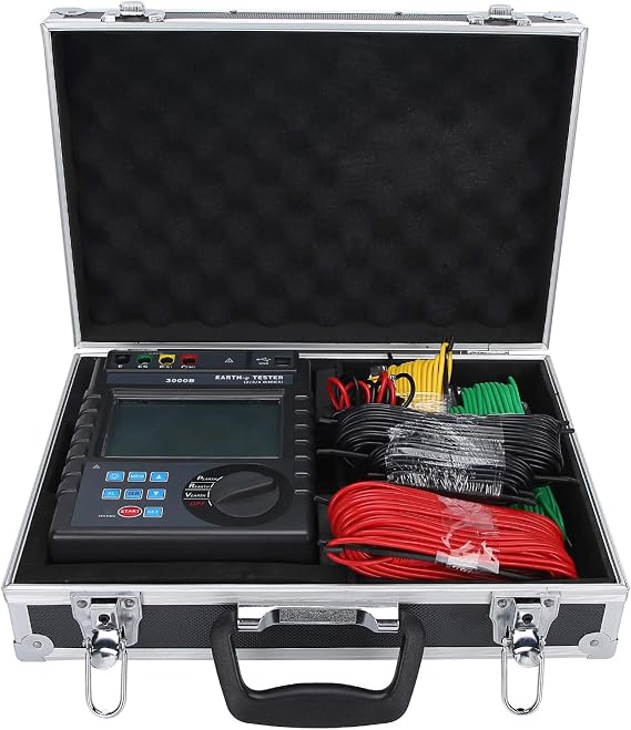 0-9000km Digital Soil Resistivity Meter, Digital Earth Resistance Tester 2Pole3-Pole4-Pole for Soil Resistivity, Ground Voltage, AC Voltage Measurement
