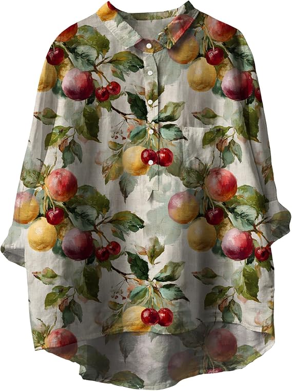 Zhyaj Dressy Casual Long Sleeve Shirts for Women Oversized Half Button Down Flowy Irregular Hem Baggy Pullover Blouses