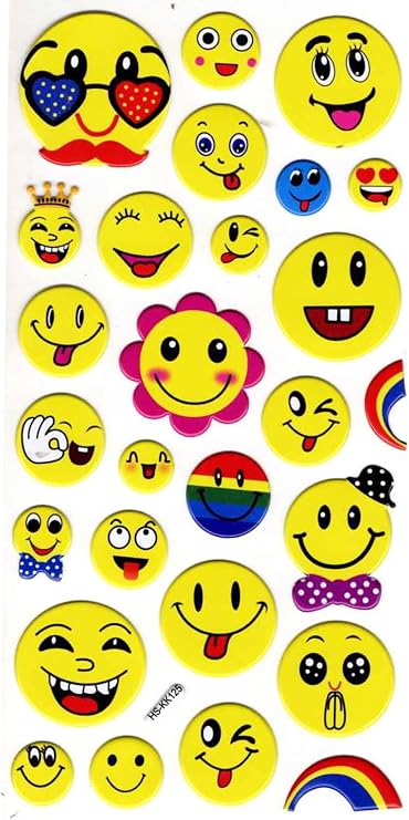 Sticker Kabartmalı Stiker Çıkartma Etiket (HSKK125)-18x9 cm- Sevimli Emoji