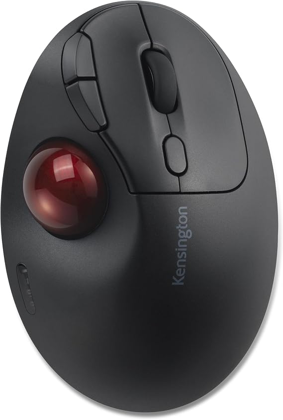 Kensington TB450 Wireless Trackball Mouse, Bluetooth LE & 2.4GHz Connection, 4 DPI Options, Connect up to 3 Devices (K72174WW), Black-Red