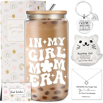 Best Mom Gifts for Women, Mom to Be Gifts for Christmas Birthday, Mothers Day Present Sets with Glass Cup Necklace, Thank You Gift for Expecting Mothers