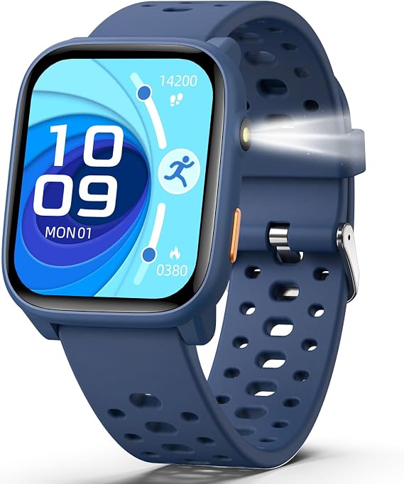 Smart Watch for Kids with 12 Puzzle Games, 1.83" Fitness Tracker Watch Heart Rate Sleep Monitor, Pedometer, Alarm Clock, Flashlight, Gift for 6-12 Year Old Boys