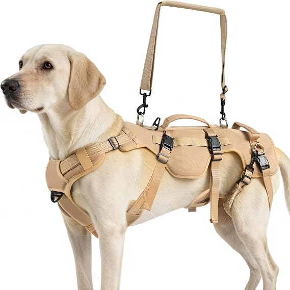 PUPTECK Dog Lift Harness for Medium Large Sized Dog, Rehabilitation Sling for Hind Leg Support, Multifunctional Mobility Assistance Harness for Old, Disabled, Joint Injuries, Paralysis Dogs, Brown L