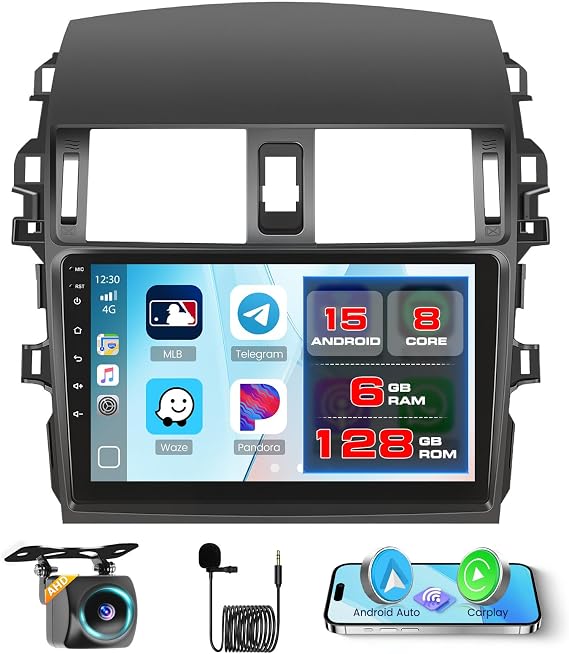 8-Core 6+128G 9'' Android 15 Car Stereo for Toyota Corolla 2009-2013