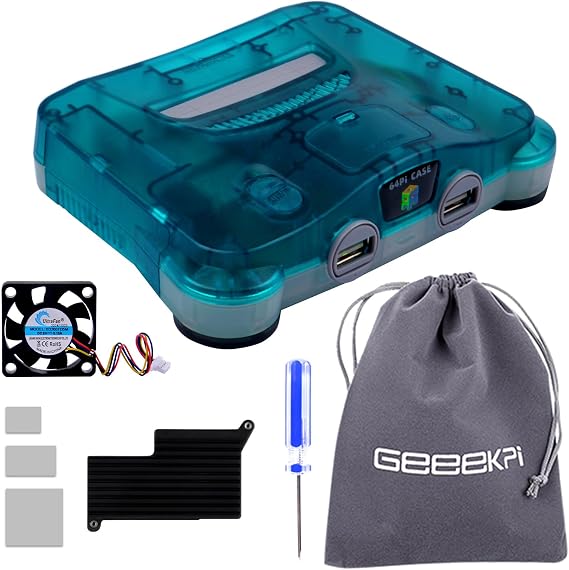 GeeekPi RetroFlag 64Pi Case for Raspberry Pi 5 16GB/8GB/4GB/2GB, with Aluminum Heatink & Cooling Fan